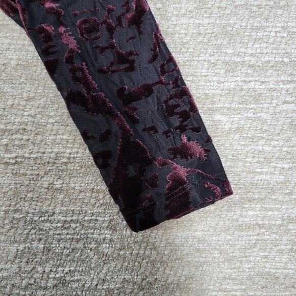 Simply Vera Wang Velvet Burnout Top Womens M Plum Sheer Hem Witchy Fairycore - Picture 5 of 15